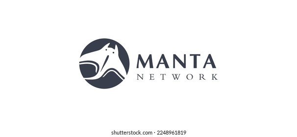 Manta Network cryptocurrency MANTA Token, Cryptocurrency logo on isolated background with text.