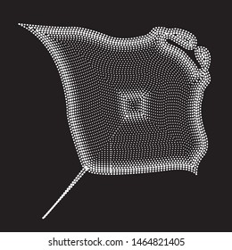 Manta ray. Abstract Geometric Circle dot pixel pattern Stingray shape, aquatic and marine life concept design