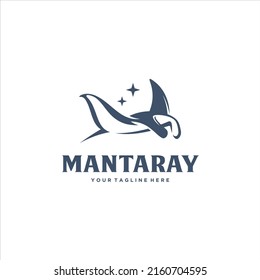 Vector de diseño del logotipo de arte de la línea Manta Ray