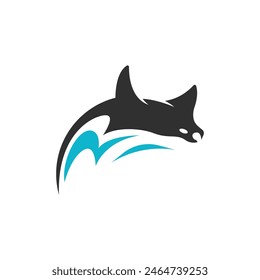 Manta Ray Black Manta Logo Design Vector Image