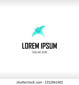 Manta Ray Blue Colorful Animal Underwater Creative Modern Business Logo