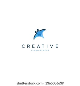 Manta Ray Fish Creative Vector Logo Design