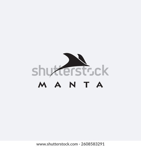 Manta Ray Fish silhouette Logo design vector illustration