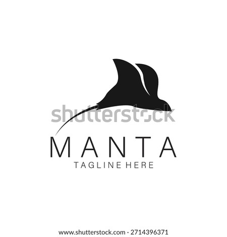 Manta Ray Fish silhouette Logo design vector illustration icon template design