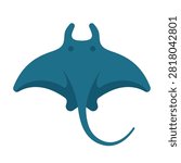 Manta Ray Flat Vector Clipart Logo Icon Illustration