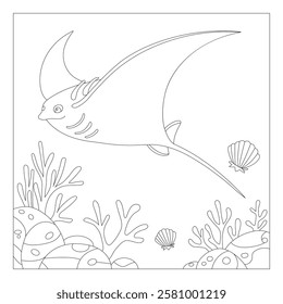 manta ray floating coloing page 