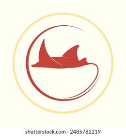 Manta ray helpful trendy icon attractive abstract vector illustration artwork colorful design