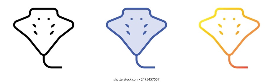 manta ray icon. Linear, Blue Fill and Gradient Style Design Isolated On White Background