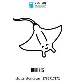 Manta ray icon, outline vector sign. Animal concept. Eps 10 vector illustration.