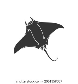 Manta Ray Icon Silhouette Illustration Underwater Stock Vector (Royalty ...