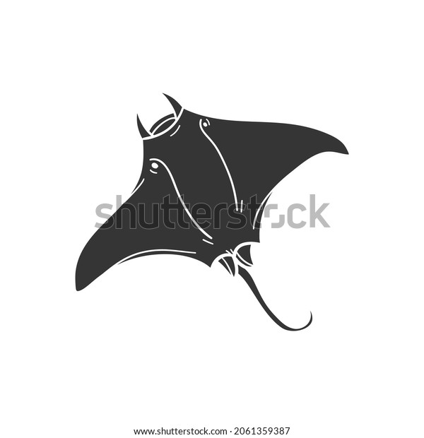 Manta Ray Icon Silhouette Illustration Underwater Stock Vector (Royalty ...