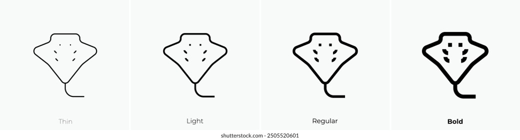 manta ray icon. Thin, Light Regular And Bold style design isolated on white background