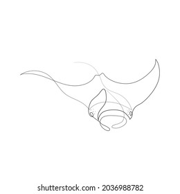 Manta ray illustration drawn by one line. Minimalist style vector illustration