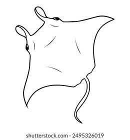 manta ray illustration hand drawn outline isolated vector