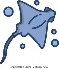 Manta ray linear color illustration icon