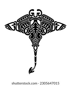 Manta ray in Maori style. Tattoo sketch tribal ethno style. Tattoo for divers.