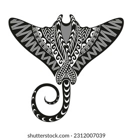 Manta ray in Maori style. Tattoo sketch tribal ethno style. Tattoo for divers.