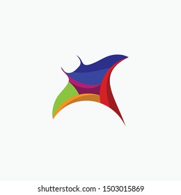 Manta Ray Origami Creative Modern Logo