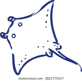 Manta Ray Outline Vector Illustration