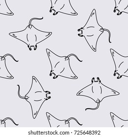 manta ray sea creature seamless pattern