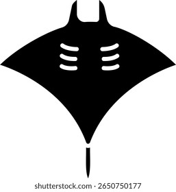 Ícone de Silhueta de Raio Manta Isolado no Branco