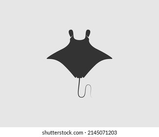 Manta Ray Silhouette on White Background. Isolated Vector Animal Template for Logo Company, Icon, Symbol etc 