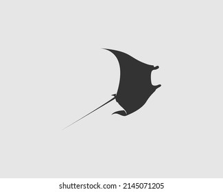 Manta Ray Silhouette on White Background. Isolated Vector Animal Template for Logo Company, Icon, Symbol etc 