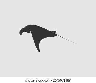 Manta Ray Silhouette on White Background. Isolated Vector Animal Template for Logo Company, Icon, Symbol etc 