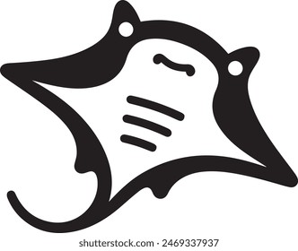 Manta Ray silhouette vector icon illustration on white background.