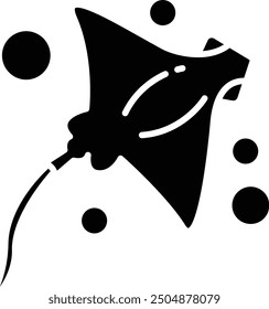 Manta ray solid glyph vector illustration