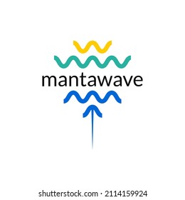 Manta Ray And Sting Ray Vector Wave Logo Design Isolated White Background	