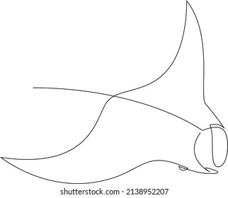 Manta ray or stingray illustration drawn by one line. Minimalist style vector illustration