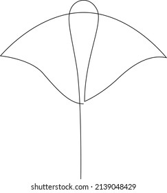 Manta ray or stingray illustration drawn by one line. View from above. Minimalist style vector illustration