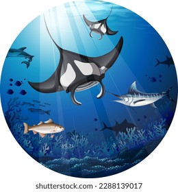 Manta Ray Swimming in the Ocean illustration