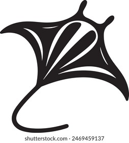 Manta Ray swimming silhouette vector illustration on white background.