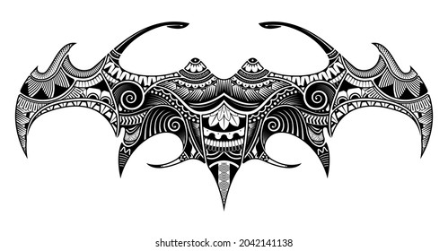 Manta ray tattoo shape with polynesian style. Stingray Manta in the Maori style.