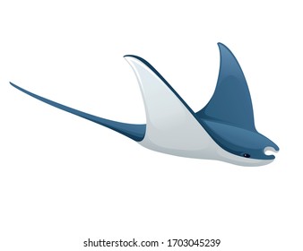 Manta ray underwater giant animal with wings simple cartoon character design flat vector illustration isolated on white background