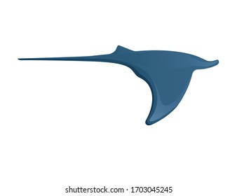 Manta ray underwater giant animal with wings simple cartoon character design flat vector illustration isolated on white background