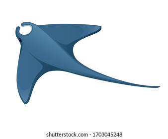 Manta ray underwater giant animal with wings simple cartoon character design flat vector illustration isolated on white background