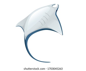 Manta ray underwater giant animal with wings simple cartoon character design flat vector illustration isolated on white background