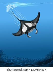 A manta ray underwater scene illustration