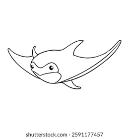 Manta Ray vector illustration line art