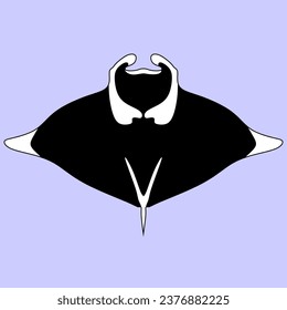 Manta ray vector isolated top view