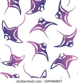 manta rey gradient vector seamless pattern. Concept for print, web design, cards, textile