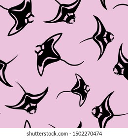 manta rey pink vector seamless pattern. Concept for print, web design, cards, textile, wallpapers