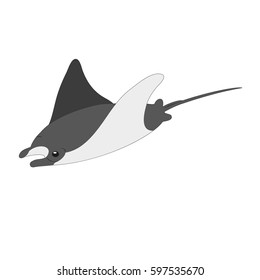 Manta stingray fish vector isolated on white flat style