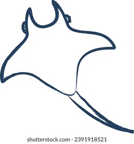 Mantaray Fish hand drawn vector illustration