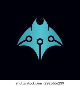 Mantaray fish tech modern creative logo