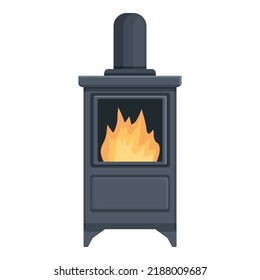 Mantel furnace icon cartoon vector. Fire stove. Burning fire