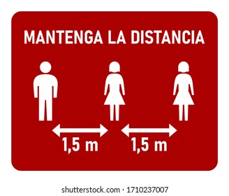 Mantenga La Distancia ("Keep the Distance" in Spanish) Social Distancing 1,5 Meters Instruction Icon against the Spread of the Novel Coronavirus Covid-19. Vector Image.